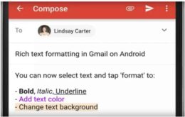 Gmail para Android ganha novas ferramentas de formatação