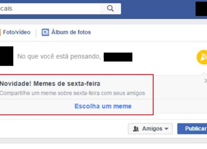 Facebook sugere postagens de memes de sexta-feira