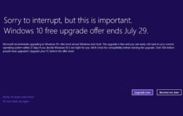 Notificação para instalar o Windows 10 agora vai aparecer em tela cheia