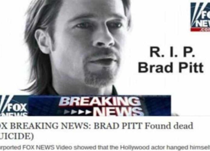 Notícia falsa sobre morte de Brad Pitt rouba dados no Facebook