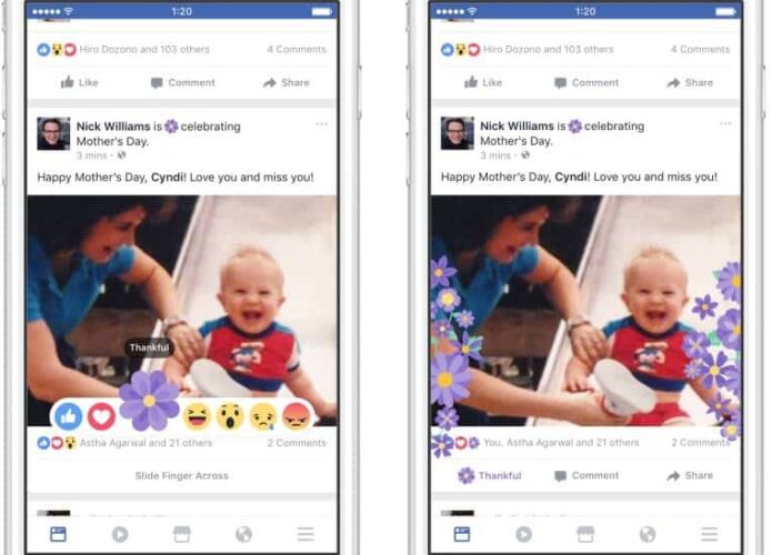 Facebook traz de volta botão de ‘Gratidão’ para o Dia das Mães