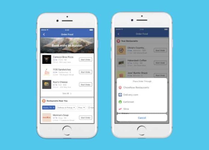 Agora dá para pedir comida pelo Facebook nos EUA