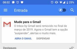 Usuários do Inbox começam a receber lembrete sobre o fim do serviço