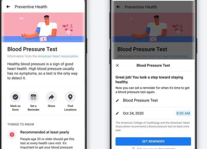 Facebook lança recurso para lembrar usuário de ir ao médico