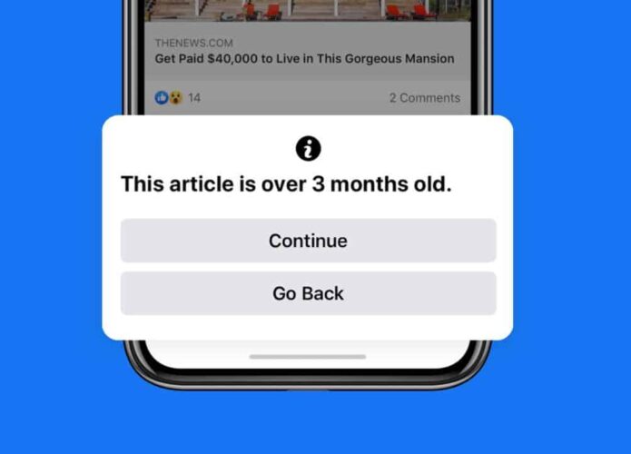Facebook vai mostrar aviso em notícias antigas