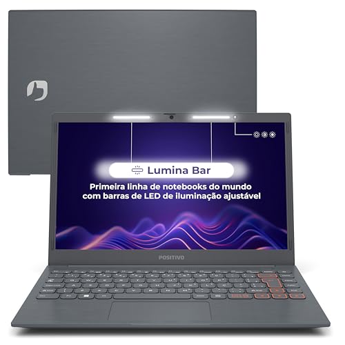 Imagem do produto Notebook Positivo Vision C14 Lumina Bar Celeron, 4GB 128GB eMMC, Tela 14 Polegadas HD Antirreflexo, Windows 11, Tecla Link – Cinza