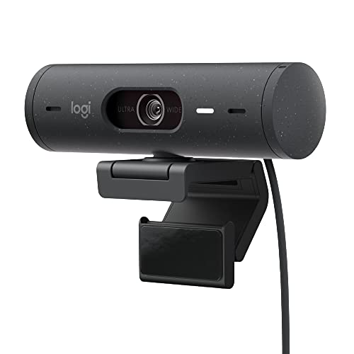 Imagem do produto Webcam Full HD Logitech Brio 500 com Microfones Duplos com Redução de Ruídos, Proteção de Privacidade, Correção de Luz e Enquadramento Automático - Grafite